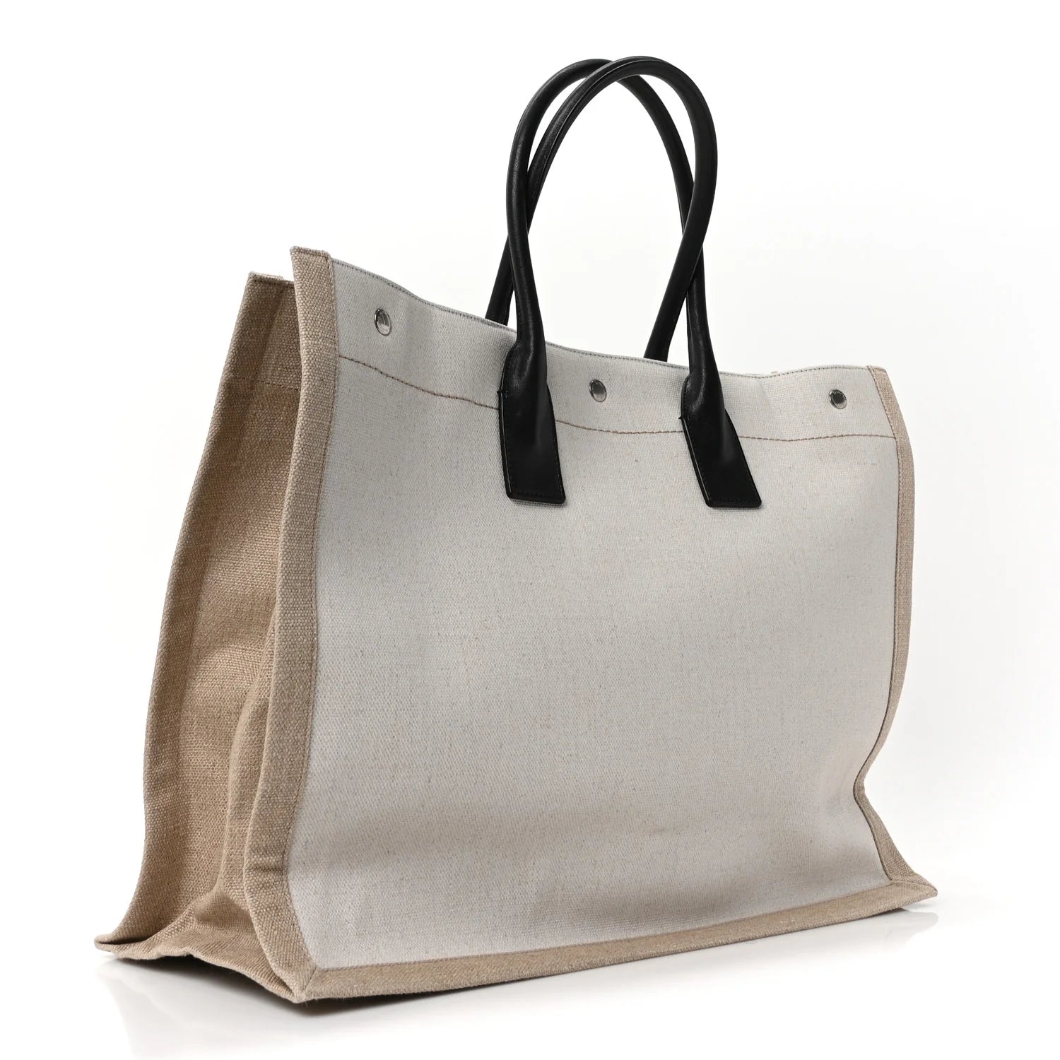 Linen Calfskin Rive Gauche Tote Optic White