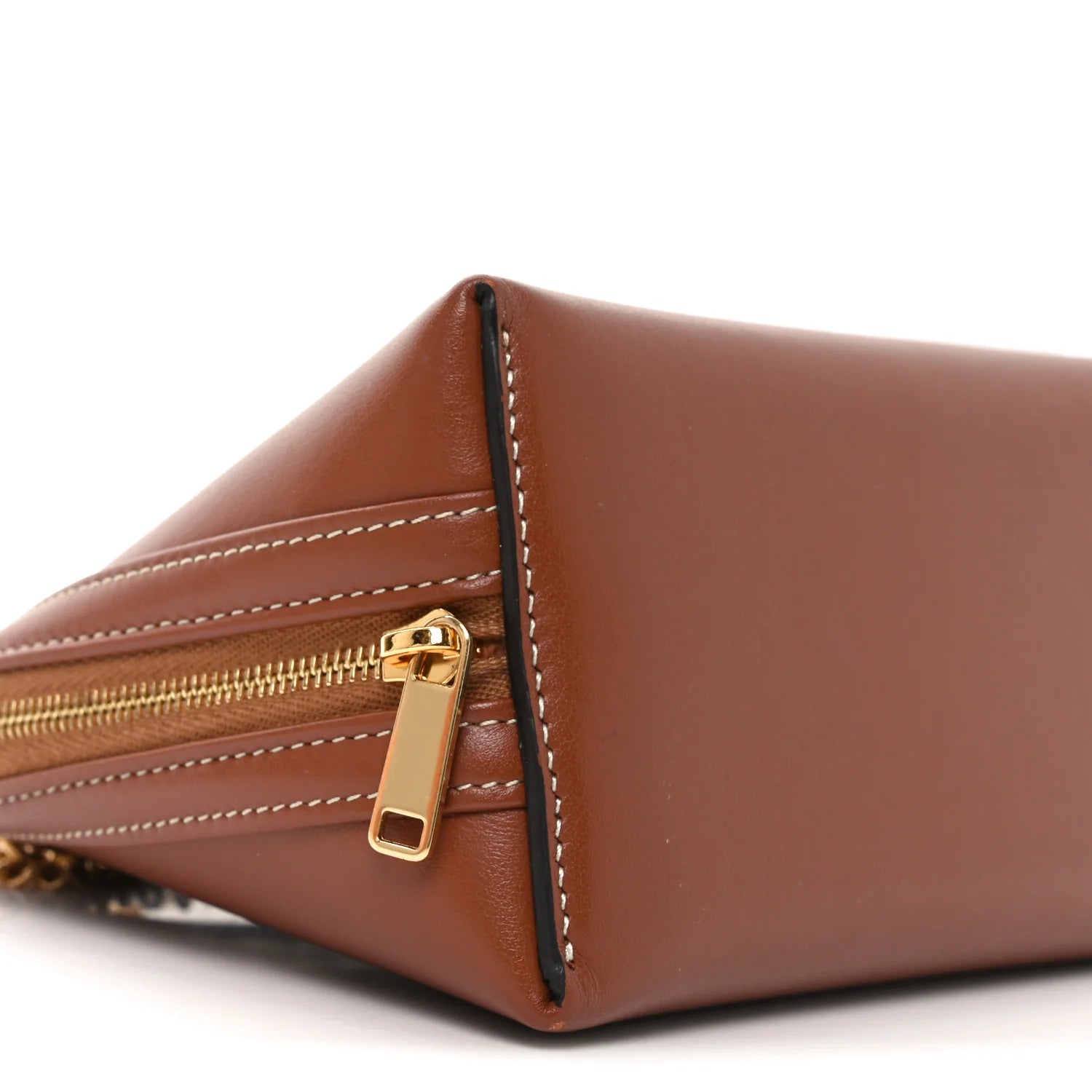 Smooth Calfskin Cuir Triomphe Clutch on Chain Tan