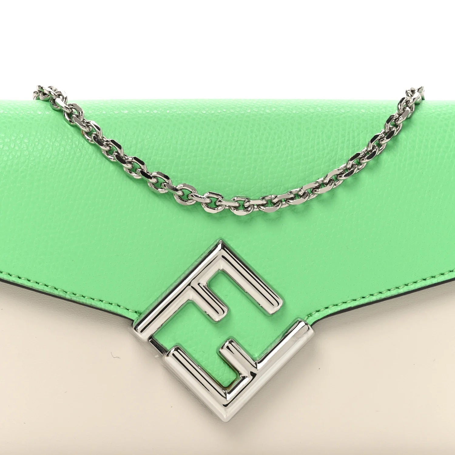 Vitello King Cruise FF Diamonds Continental Envelope Wallet on Chain Latte Edamame