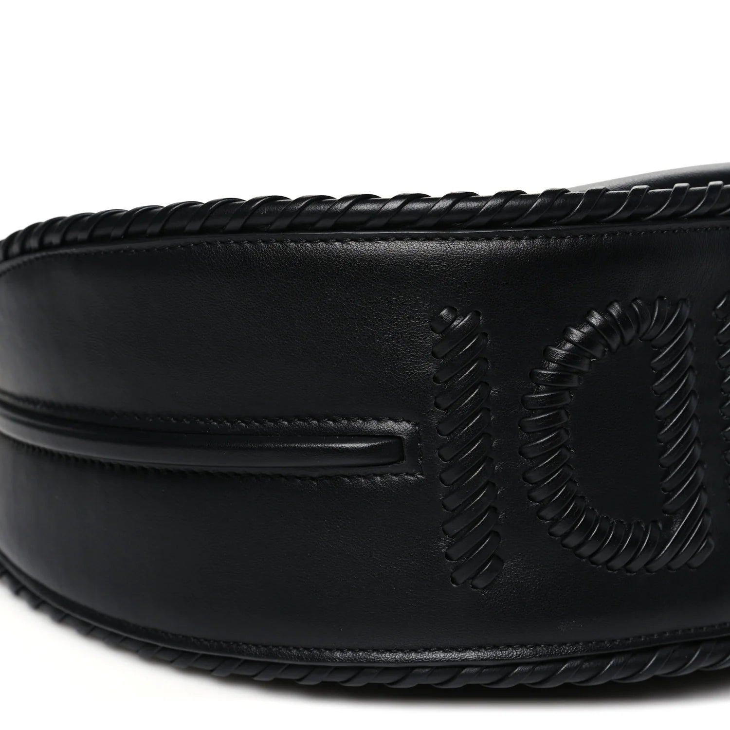 Vitello Grace Matte Whipstitch Small graphy Hobo Bag Black