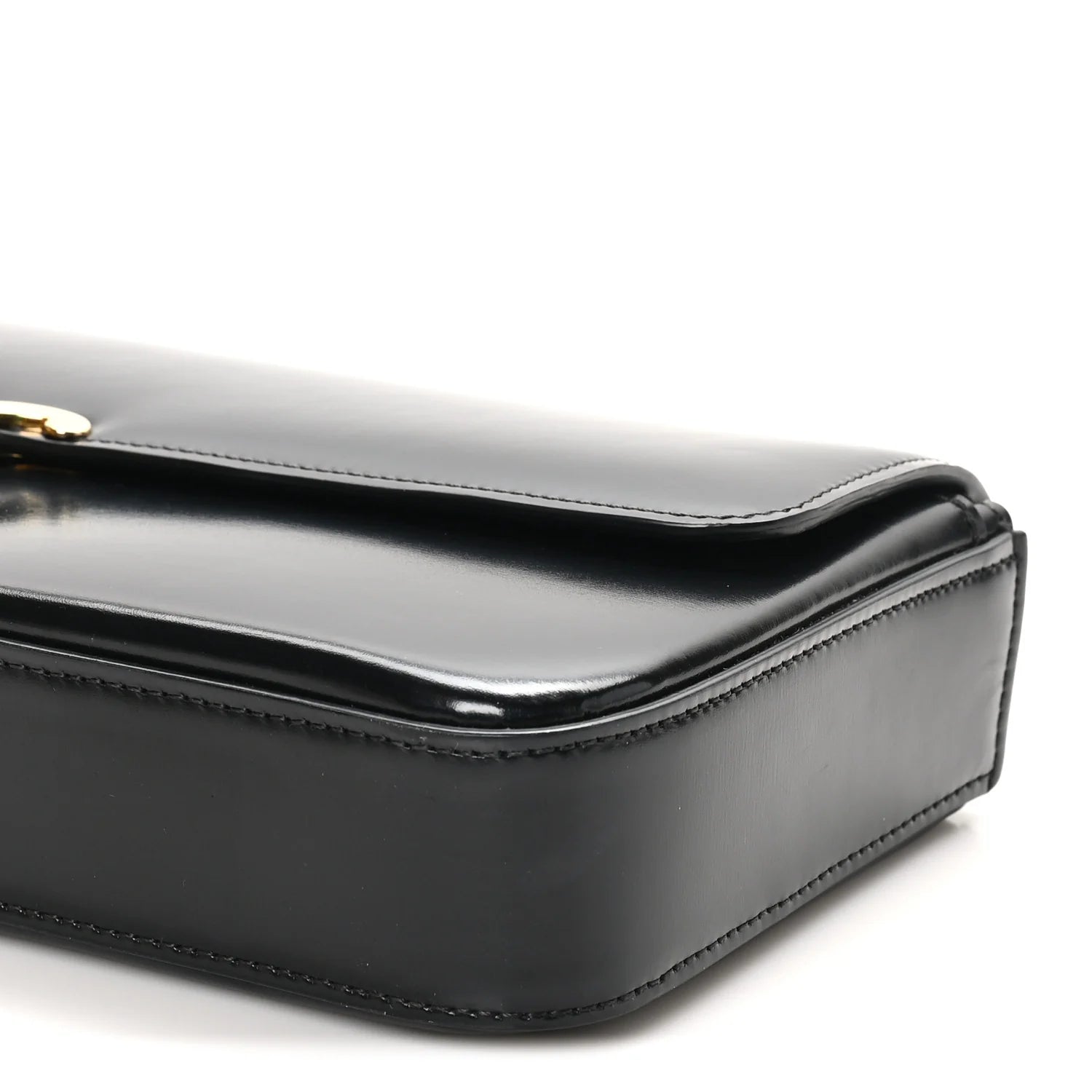 Shiny Calfskin Triomphe Chain Bag Black