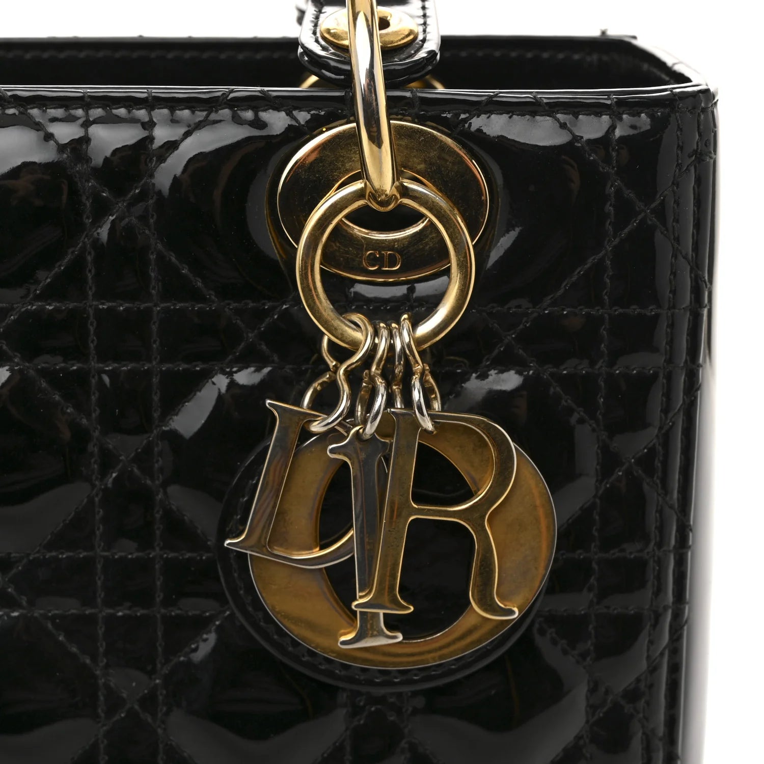 Patent Cannage Medium Lady Dior Black