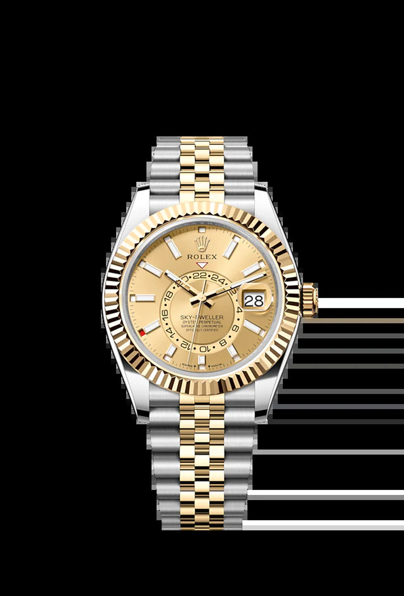 Sky-Dweller, 42Mm, Oystersteel and 18K Yellow Gold, Champagne, Jubilee,Ref# 336933-0002