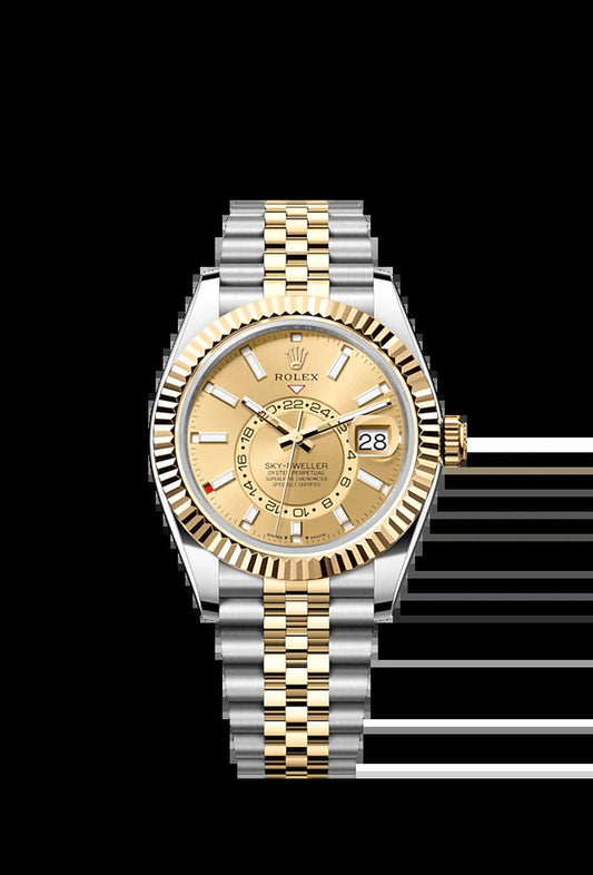 Sky-Dweller, 42Mm, Oystersteel and 18K Yellow Gold, Champagne, Jubilee,Ref# 336933-0002