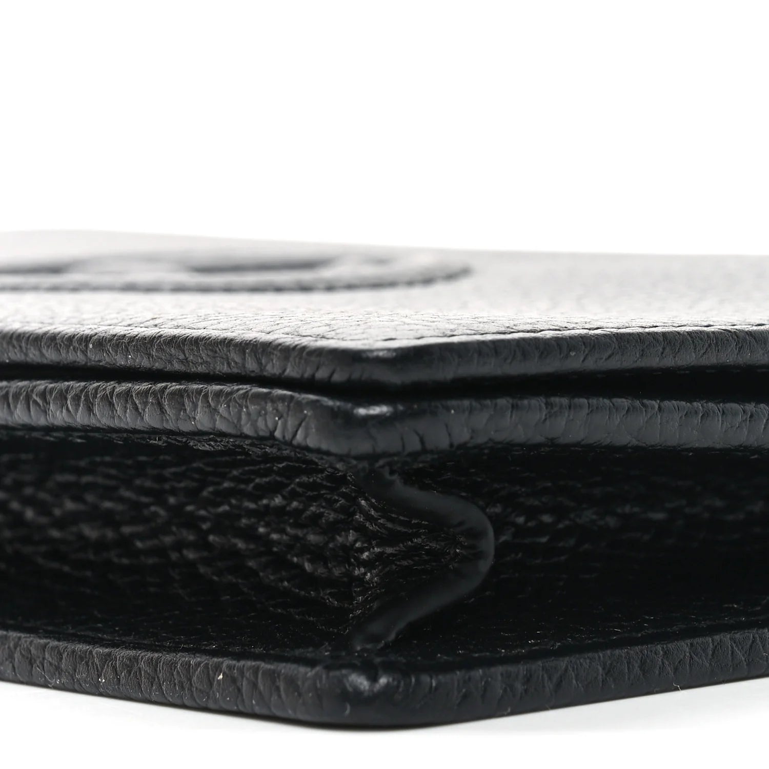 Pebbled Calfskin Soho Wallet on Chain Black