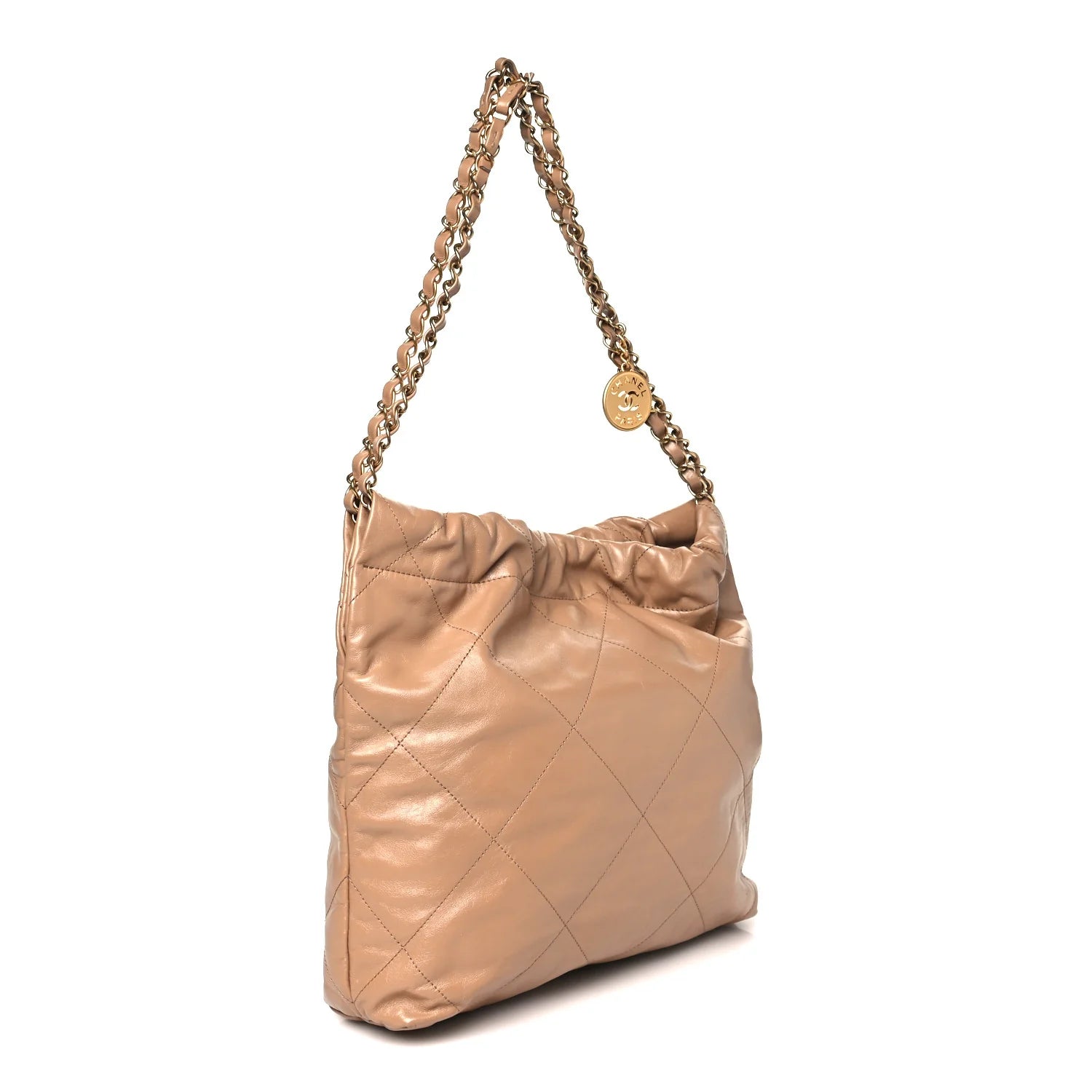 Shiny Calfskin Quilted Small  22 Beige