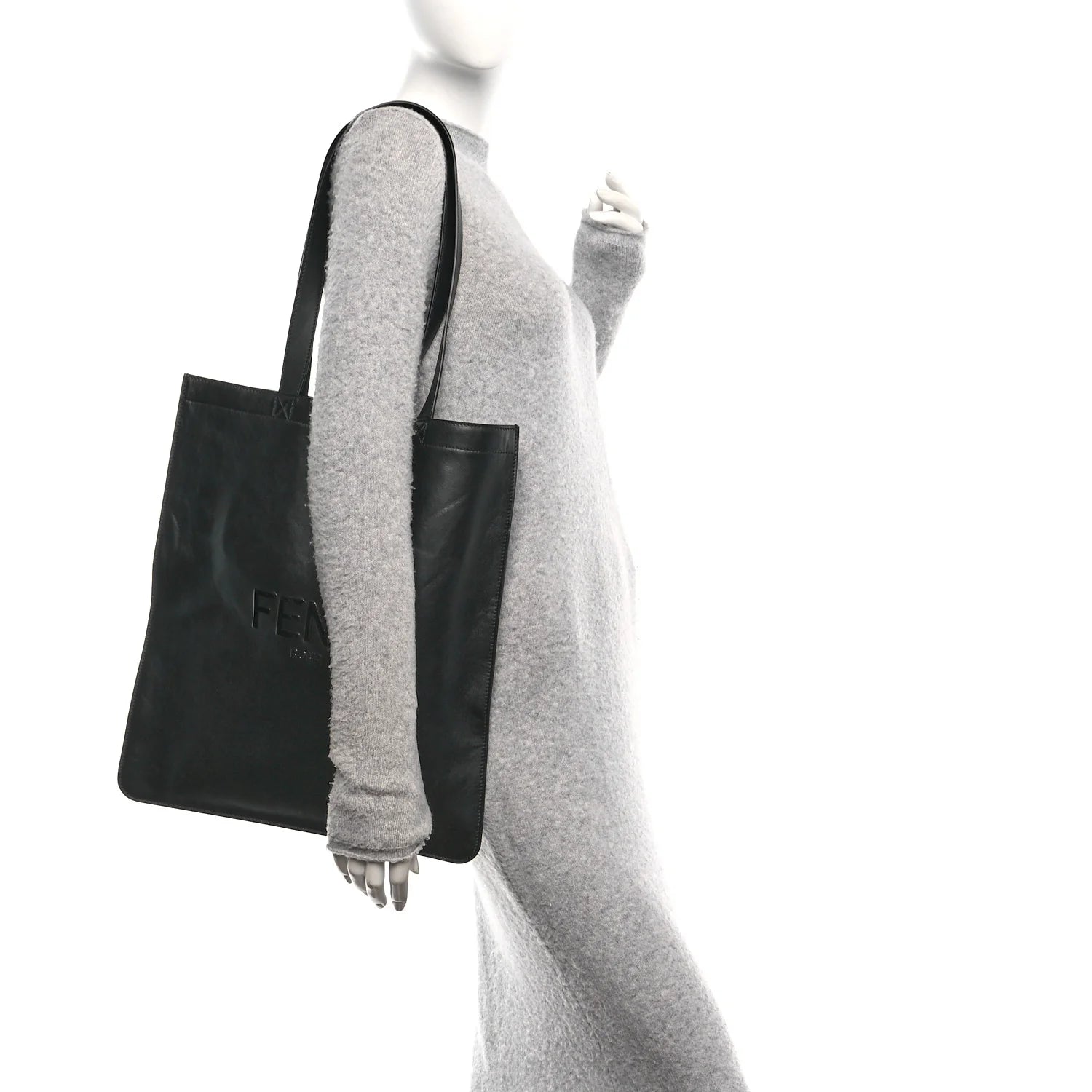 Vitello Grace Light Logo  Pack Flat Shopping Tote Black