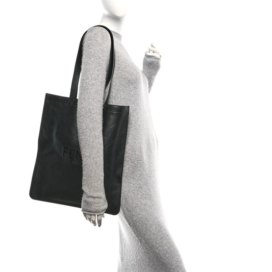 Vitello Grace Light Logo  Pack Flat Shopping Tote Black