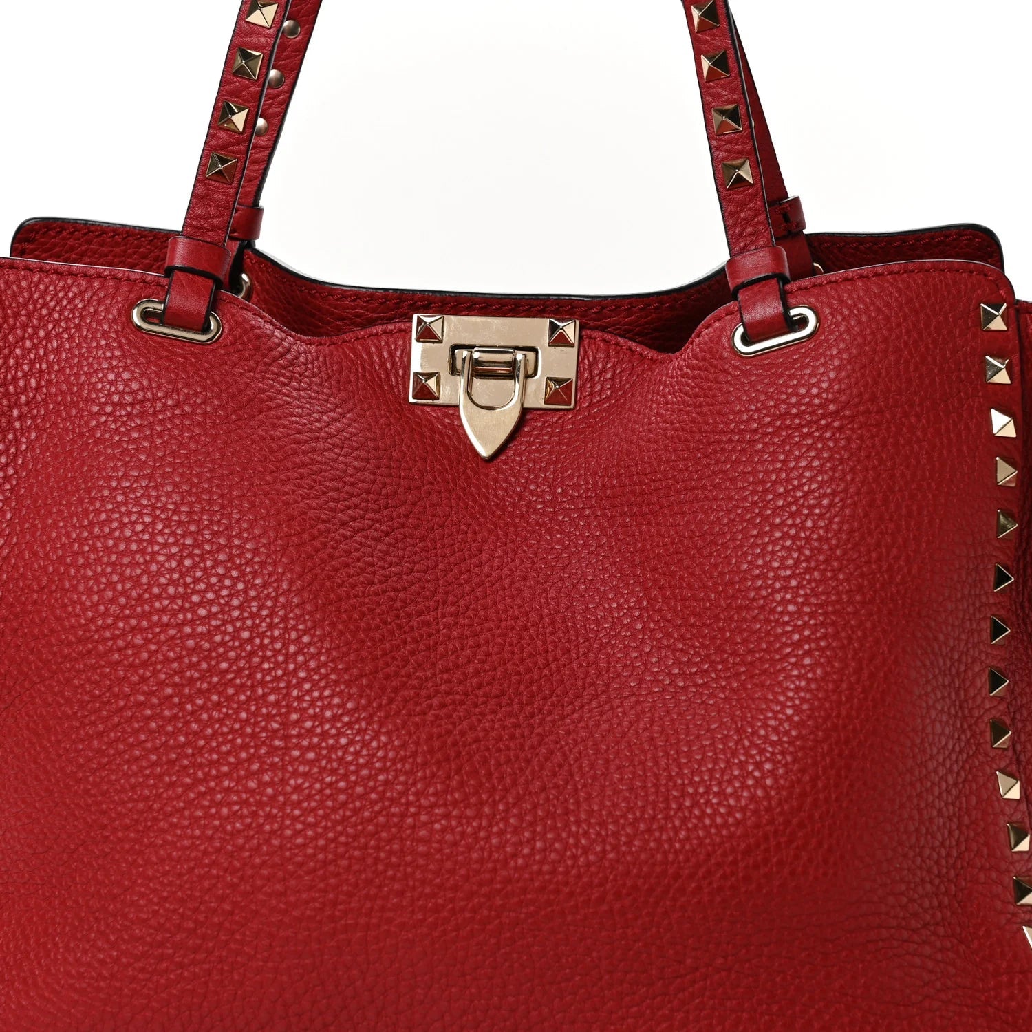 Vitello Medium Rockstud Tote Rosso Valentino