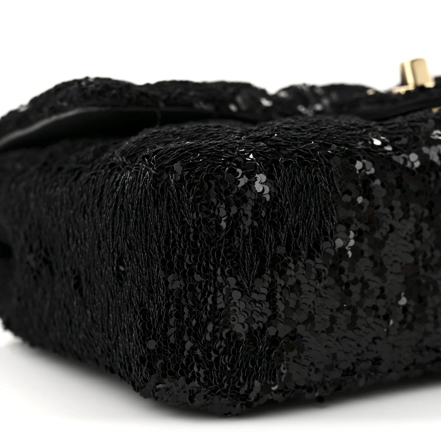 Sequin Quilted Small Single Flap Black