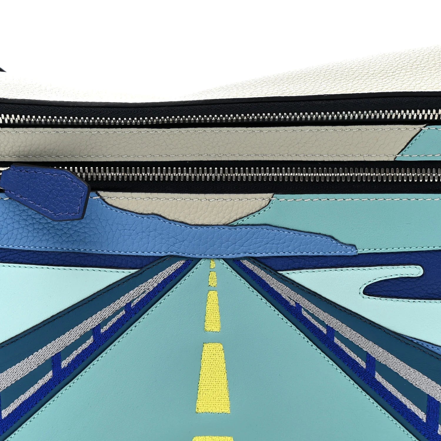 Togo Swift Endless Road Cityslide Belt Bag GM Gris Perle Bleu Electrique