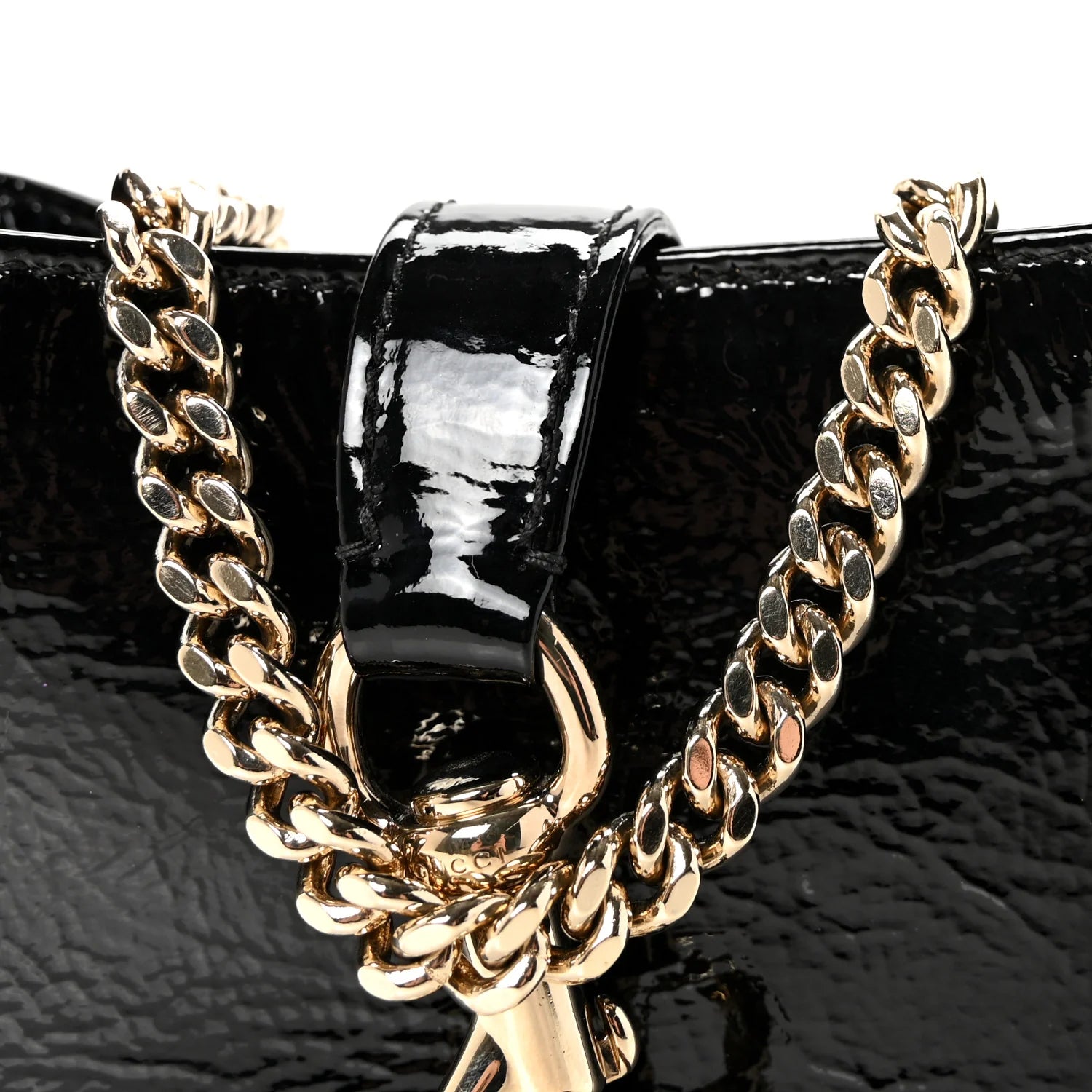 Crinkled Patent Mini Jackie Notte Bag Black