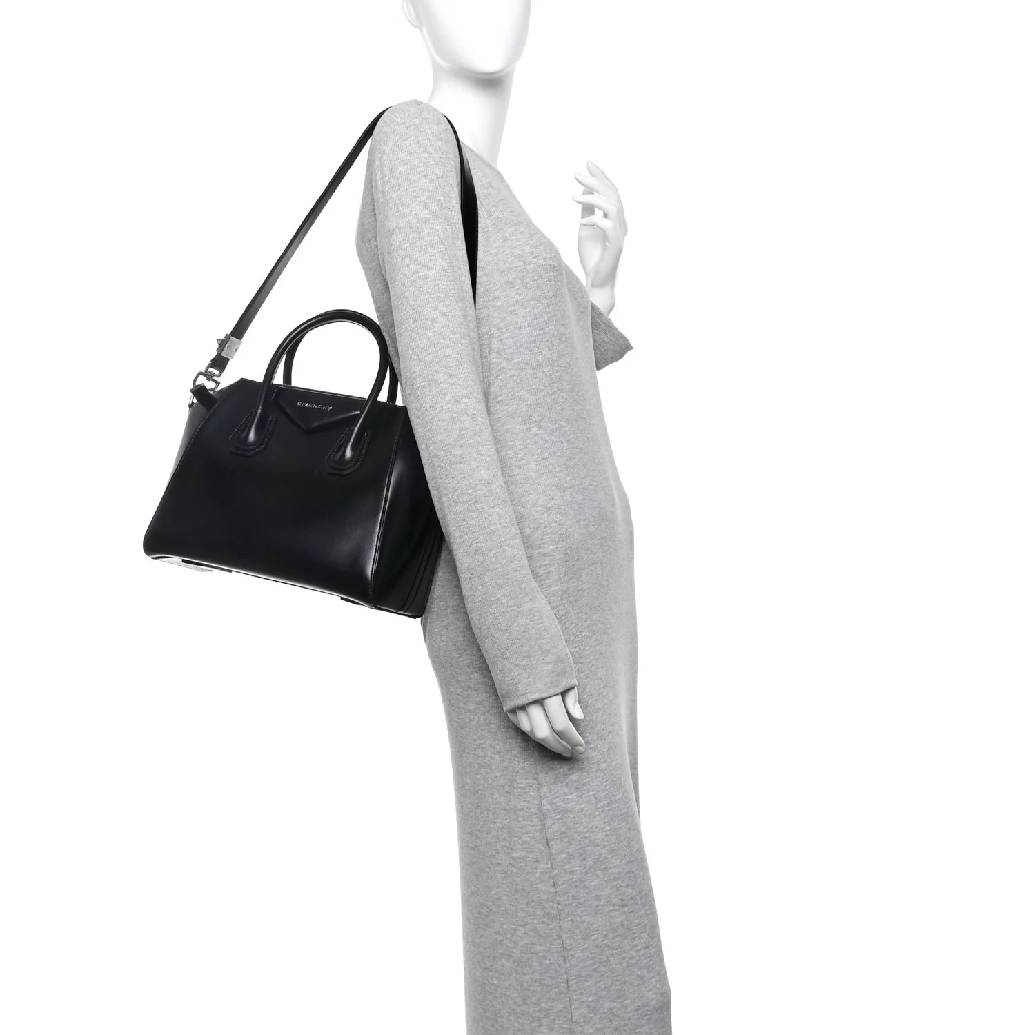 Shiny Lord Calfskin Small Antigona Black