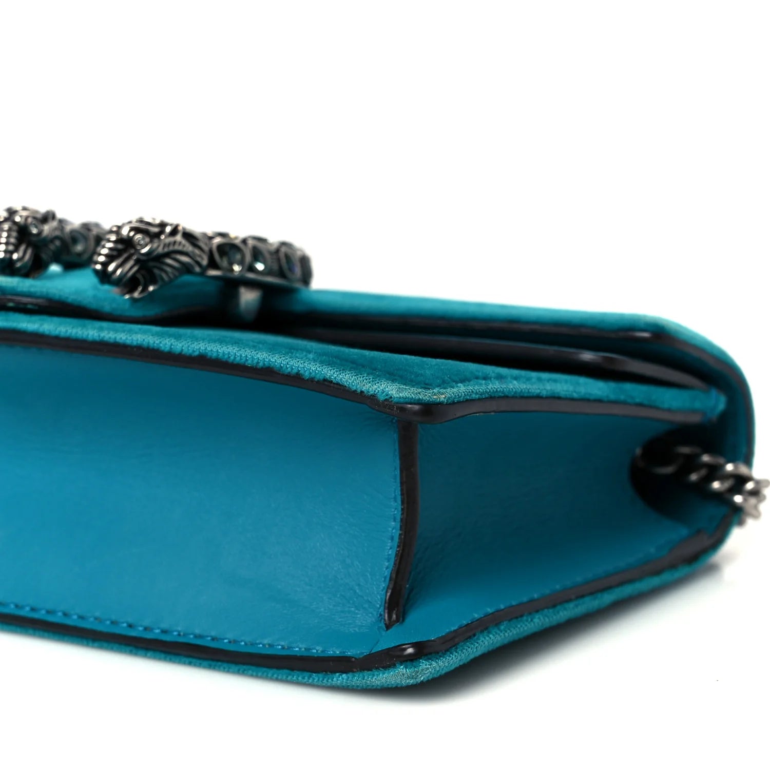 Velvet Super Mini Dionysus Shoulder Bag Pavone Cyan