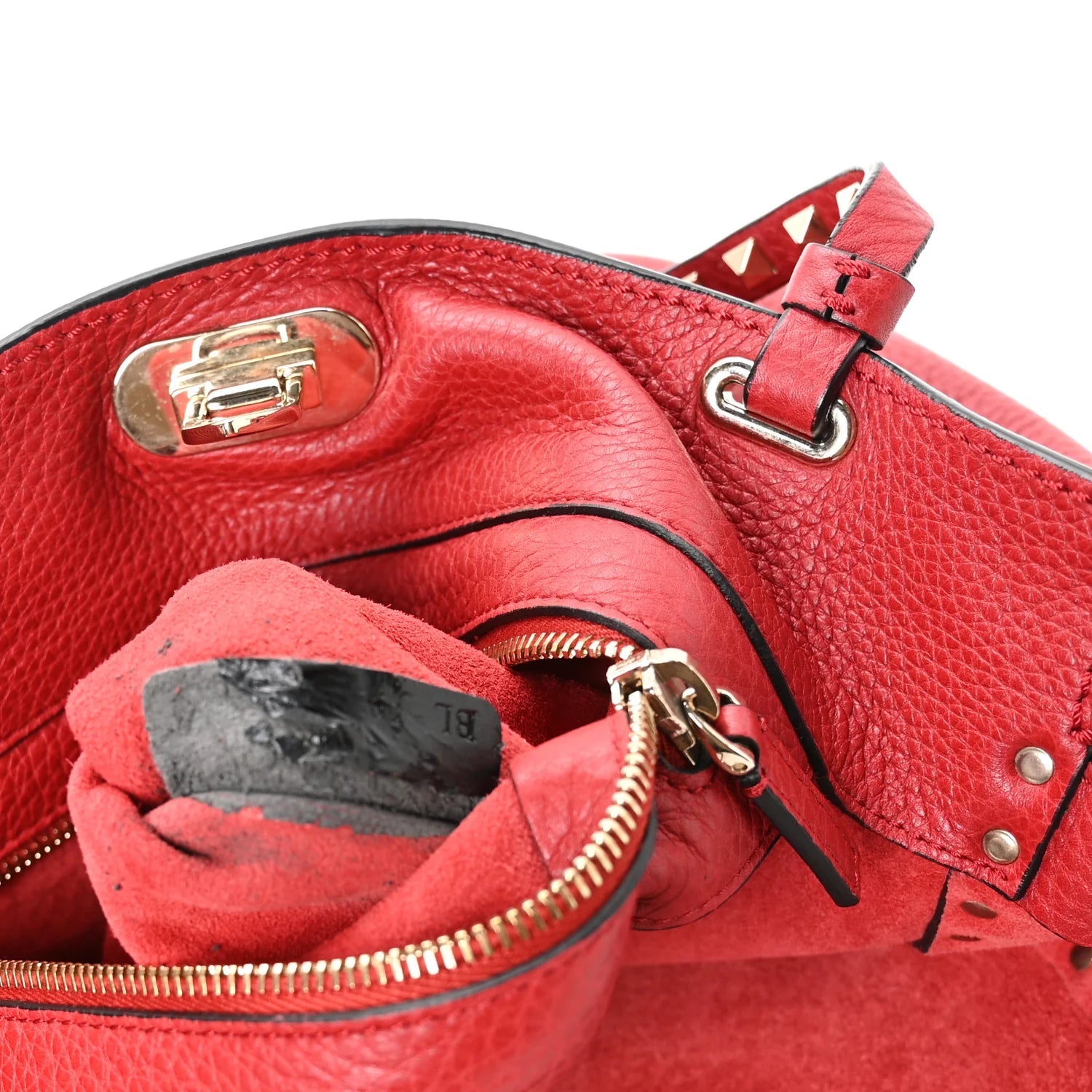 Vitello Medium Rockstud Tote Rosso Valentino