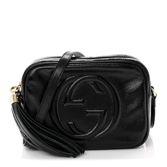 Soft Patent Small Soho Disco Bag Black