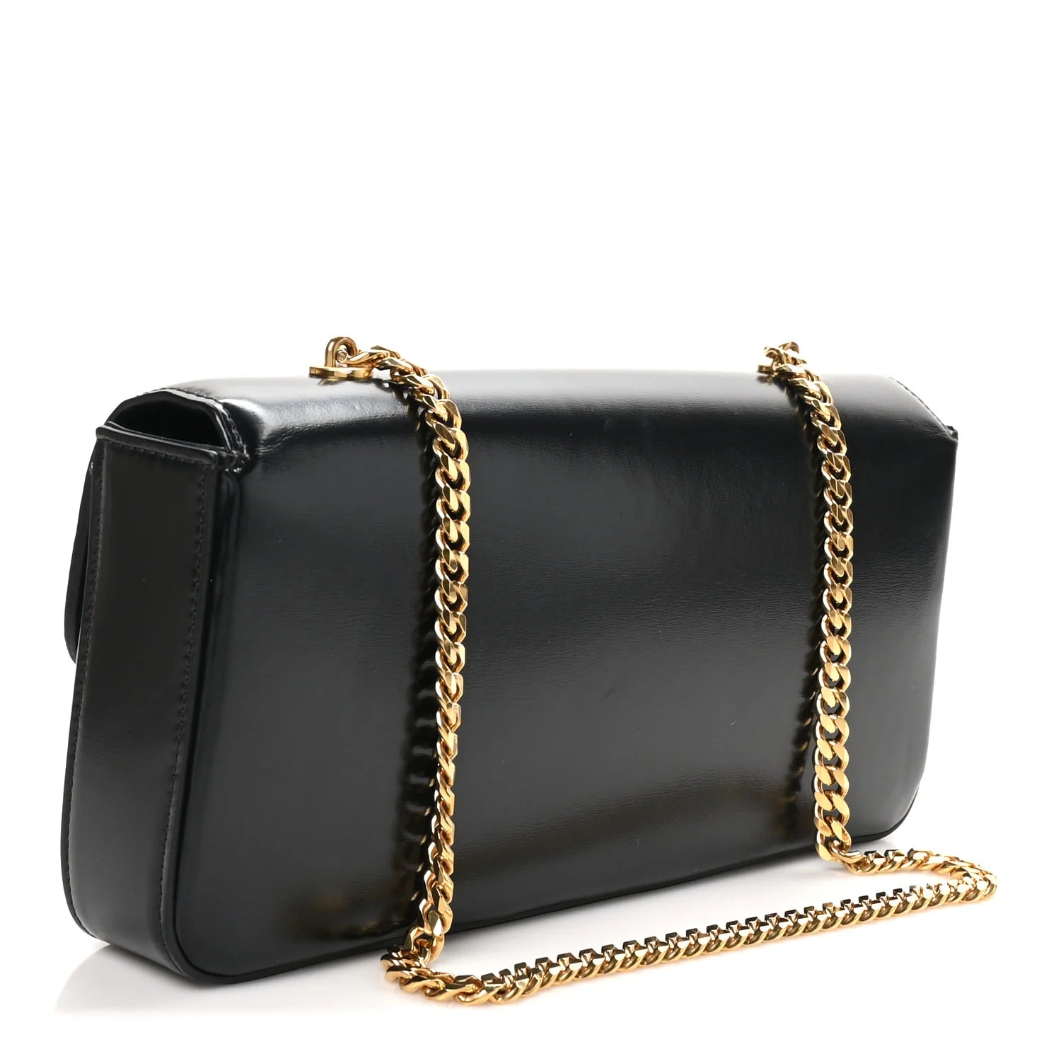 Shiny Calfskin Triomphe Chain Bag Black