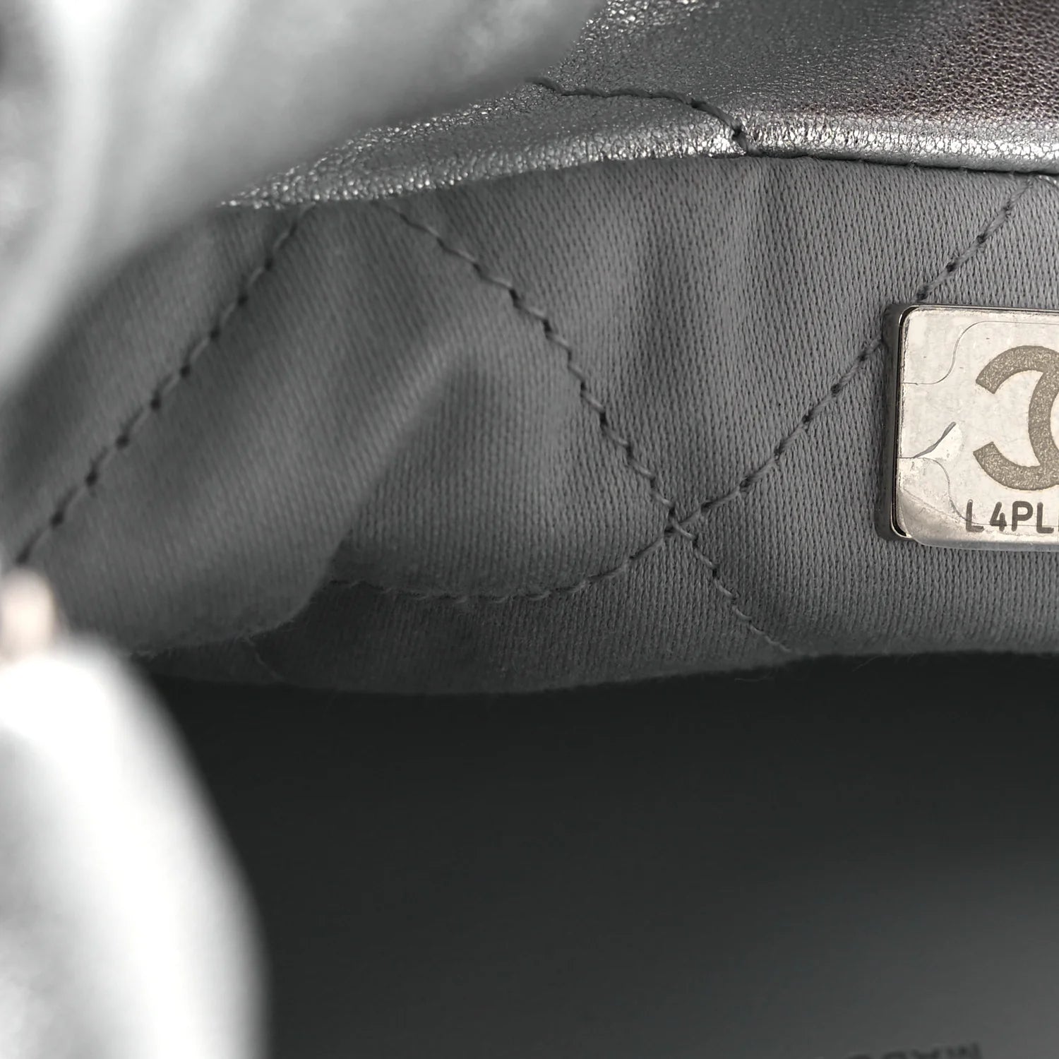 Metallic Lambskin Quilted Mini  22 Silvery