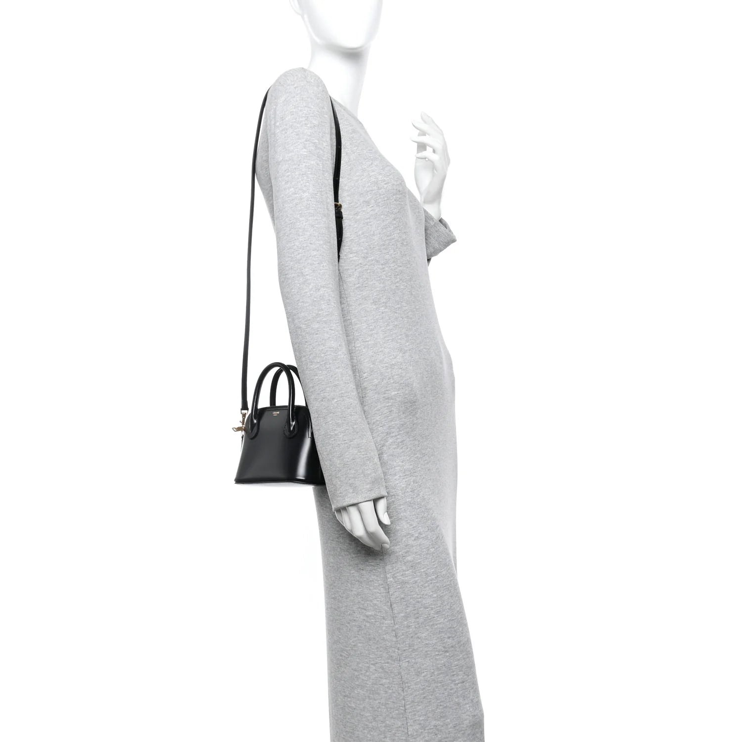 Shiny Calfskin Mini Honorine Bag Black