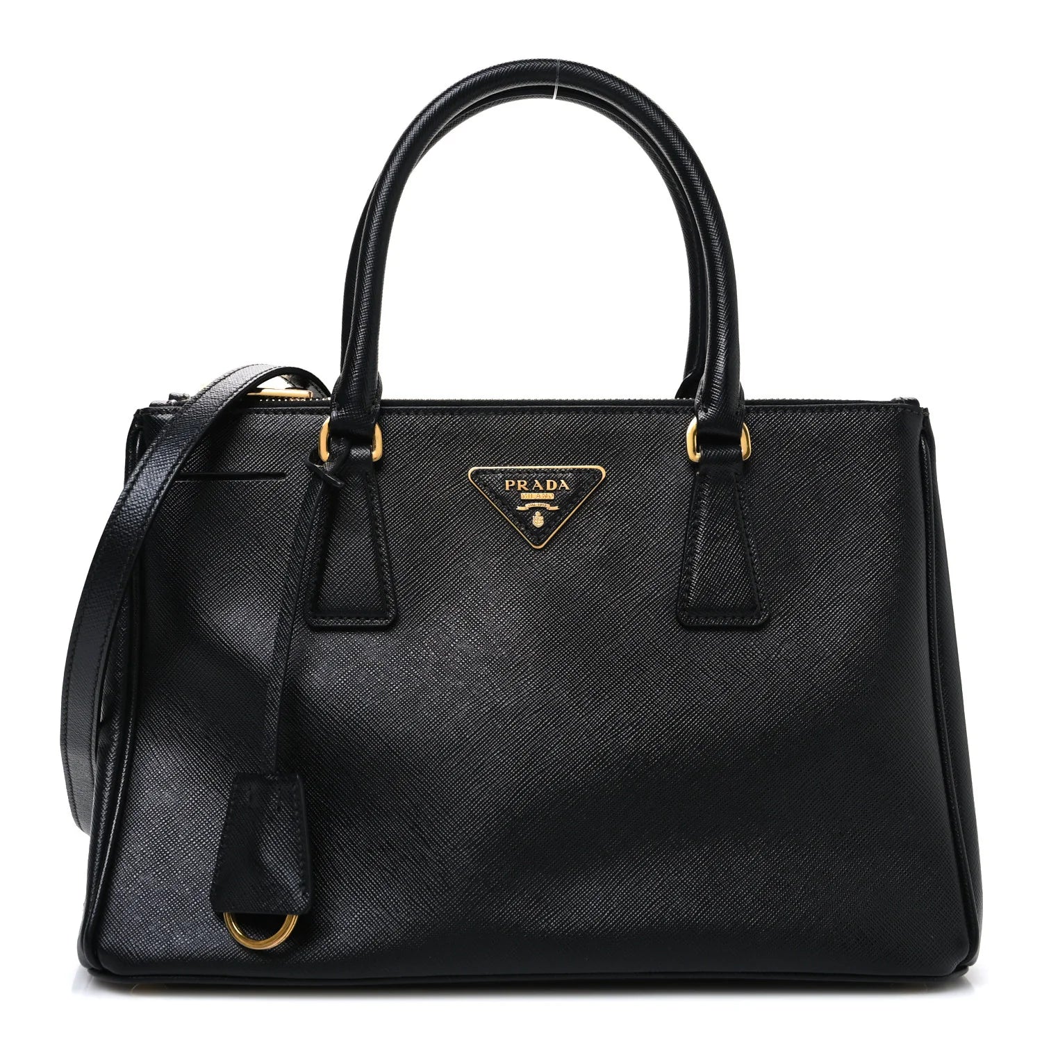 Saffiano Small Galleria Double Zip Tote Black