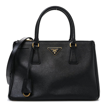 Saffiano Small Galleria Double Zip Tote Black