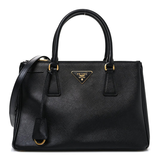 Saffiano Small Galleria Double Zip Tote Black