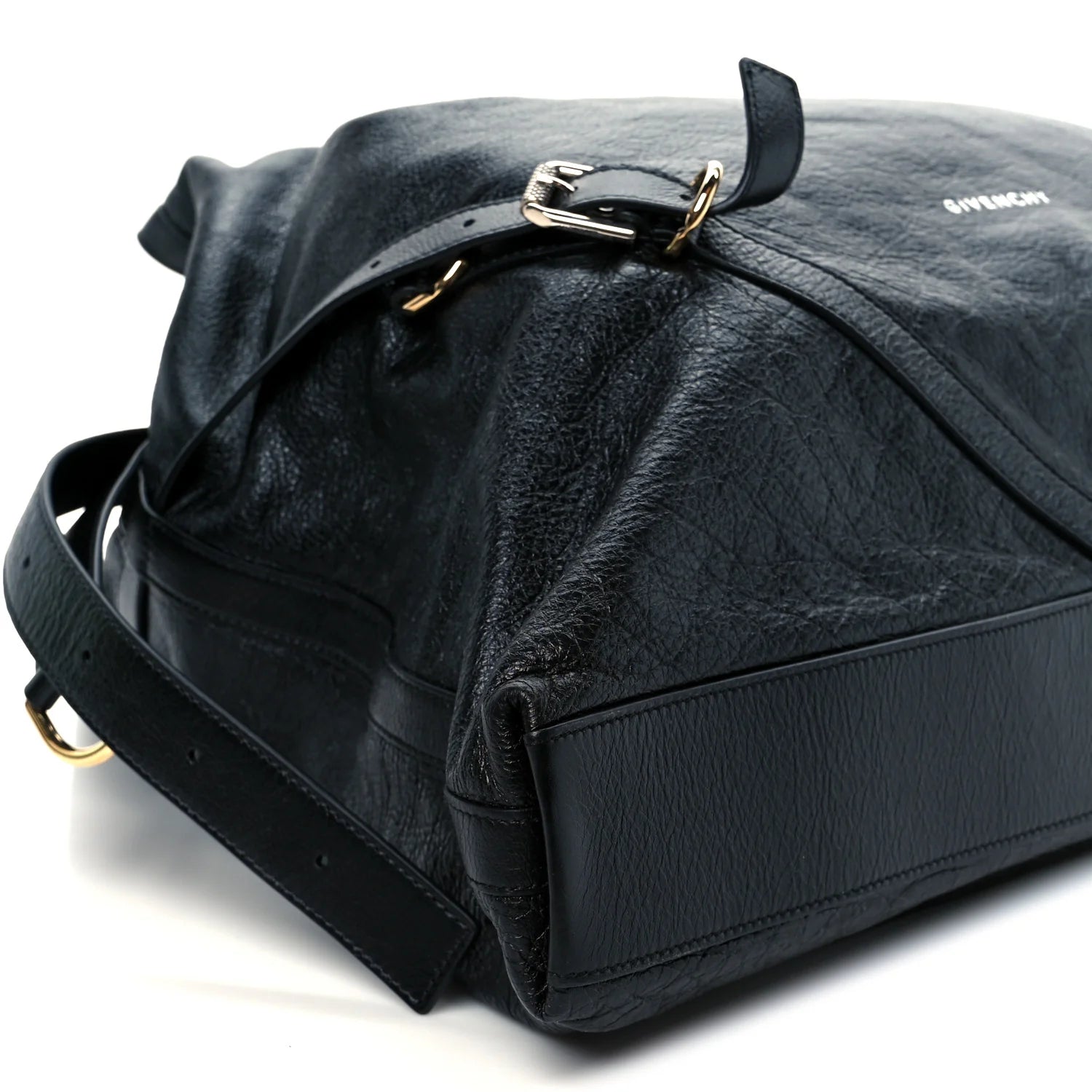 Tumbled Calfskin Large Voyou Bag Black