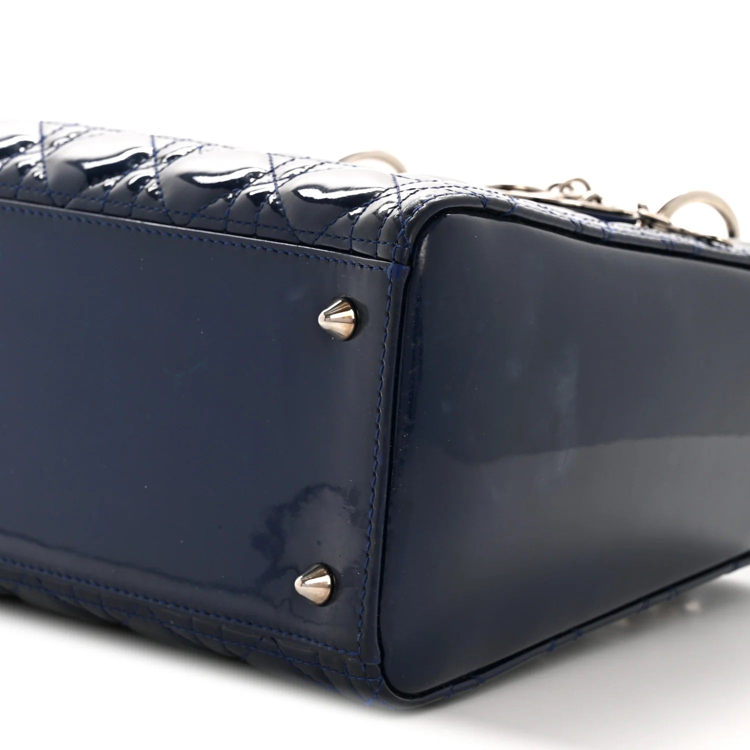 Patent Cannage Medium Lady Dior Blue