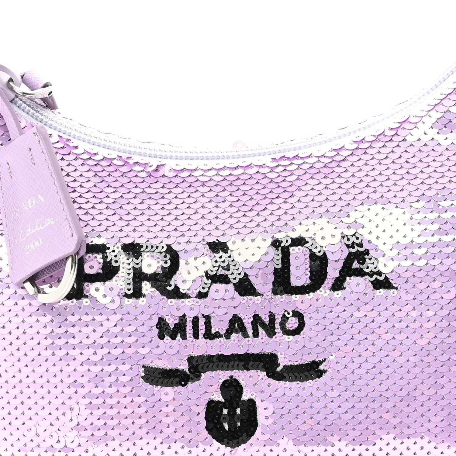 Paillettes Sequin Mini Re-Edition 2000 Bag Lilium Black