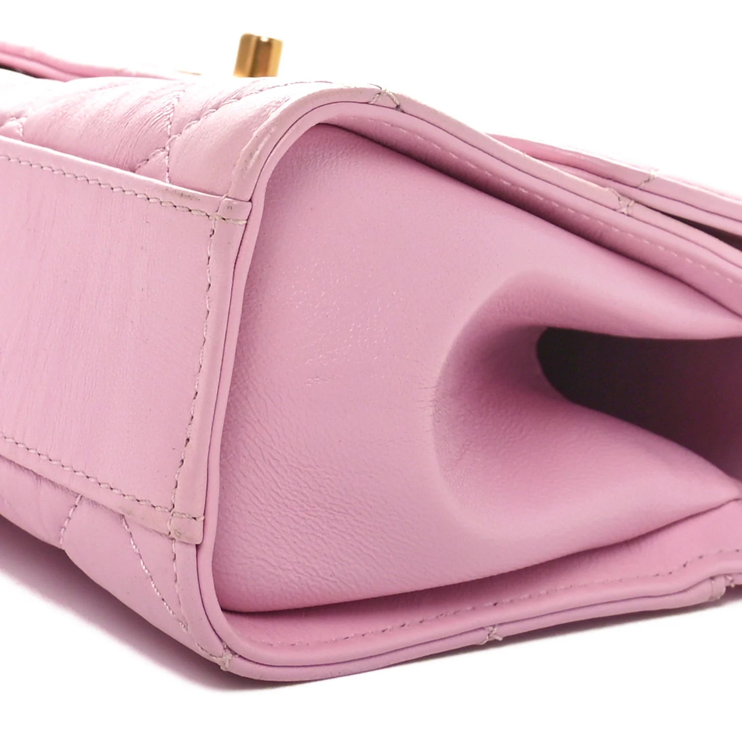 Crumpled Lambskin Quilted Mini CC Links Top Handle Flap Light Pink