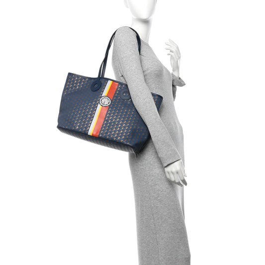 Grained Calfskin Canvas 1920 Oh! Tote Ruban MM Indigo Bronze