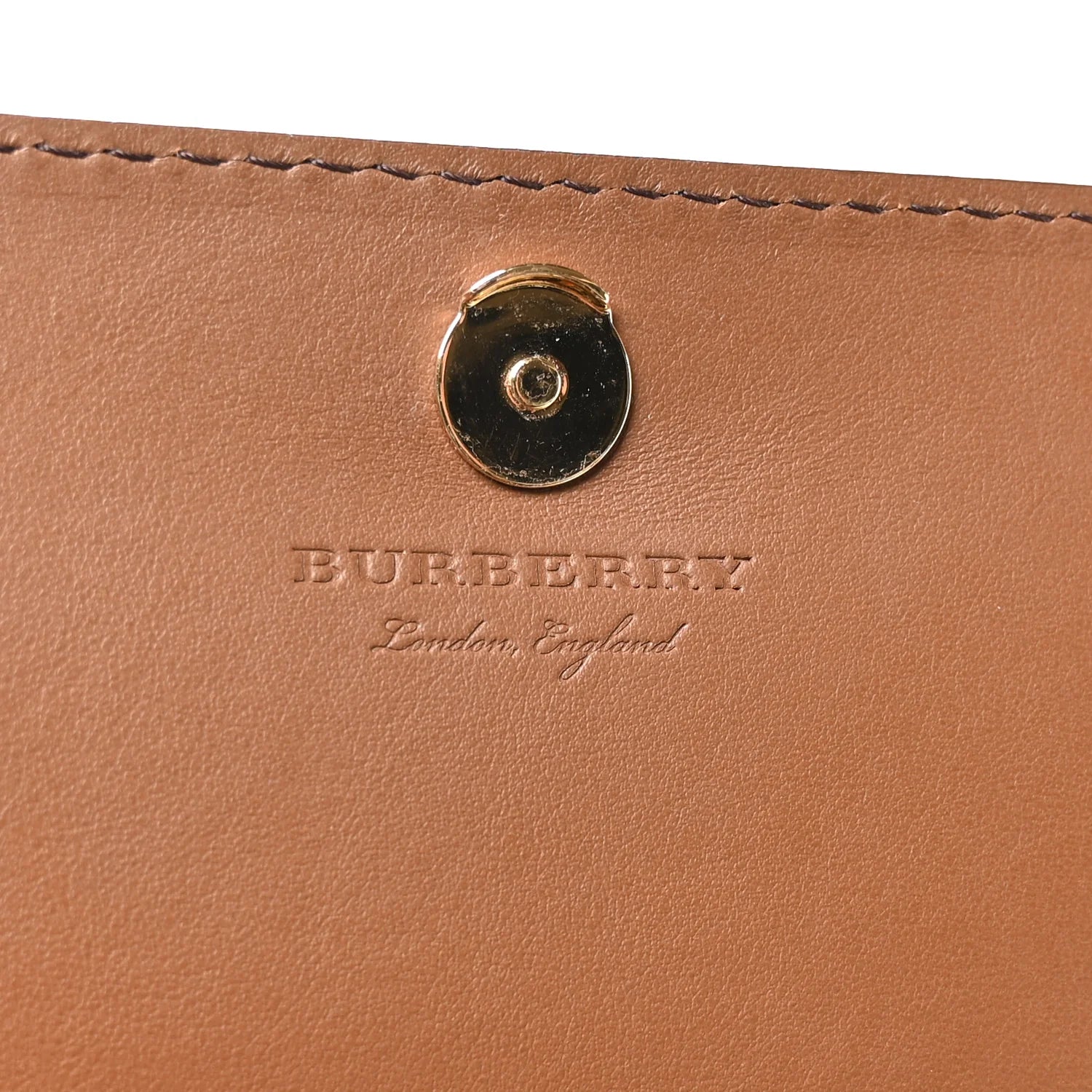 Grained Calfskin House Check Tartan Mix Hampshire Wallet on Chain Tan