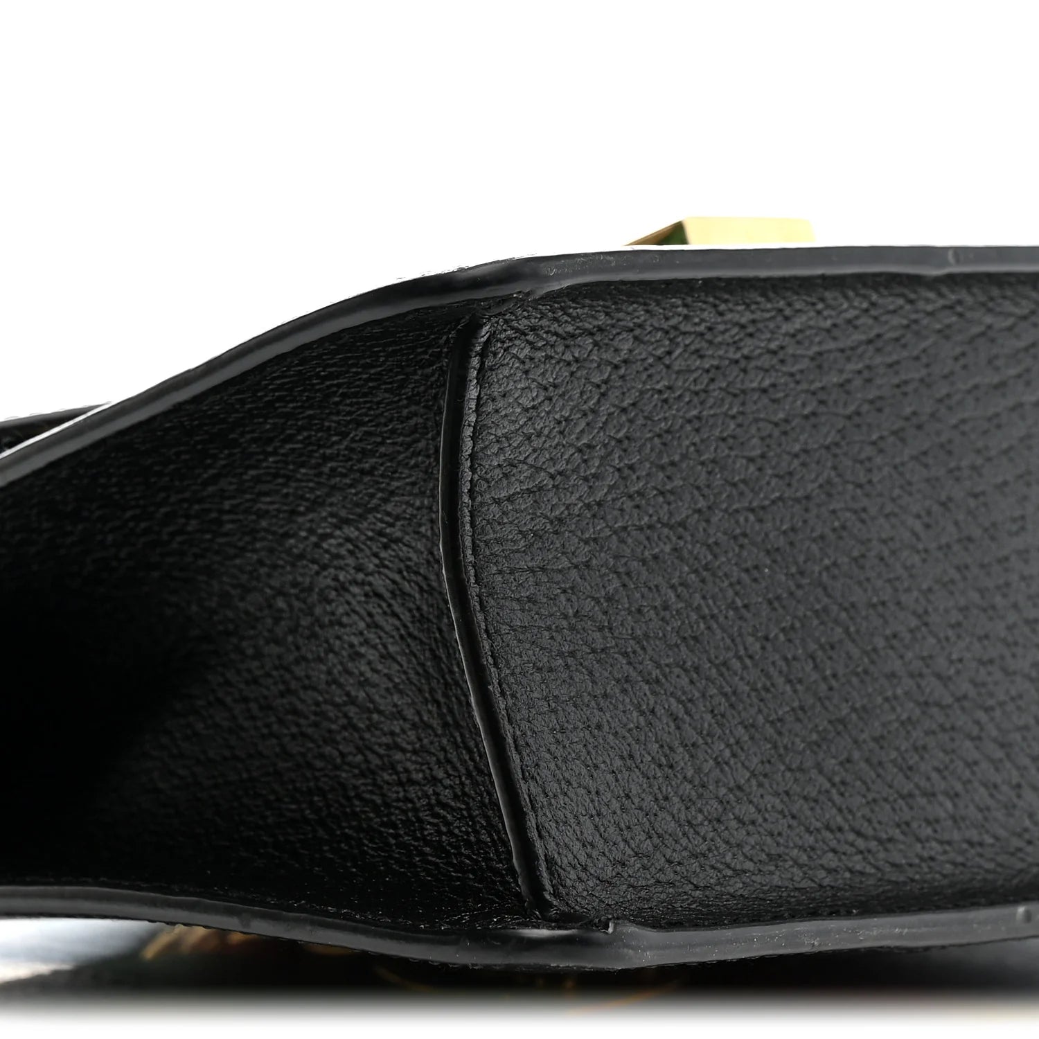 Textured Calfskin Bee Star Print Mini Sylvie Top Handle Bag Black