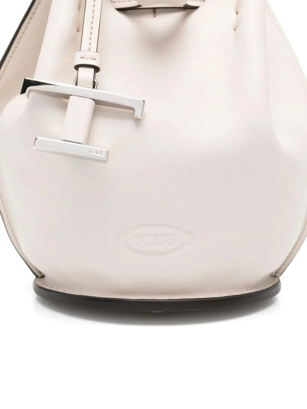 LOGO-CHARM LEATHER MINI BUCKET BAG