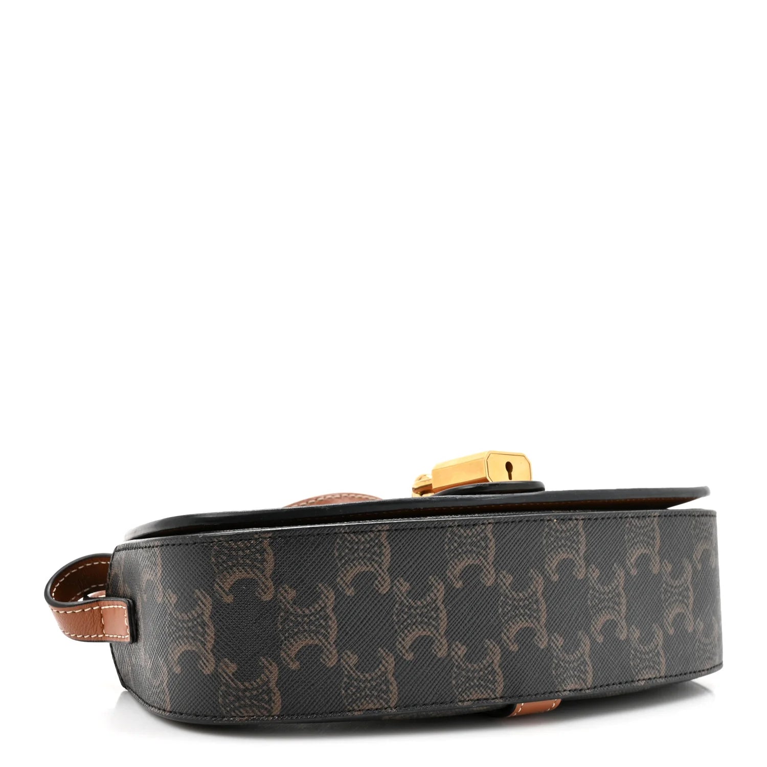 Triomphe Canvas Calfskin Tabou Clutch on Strap Tan