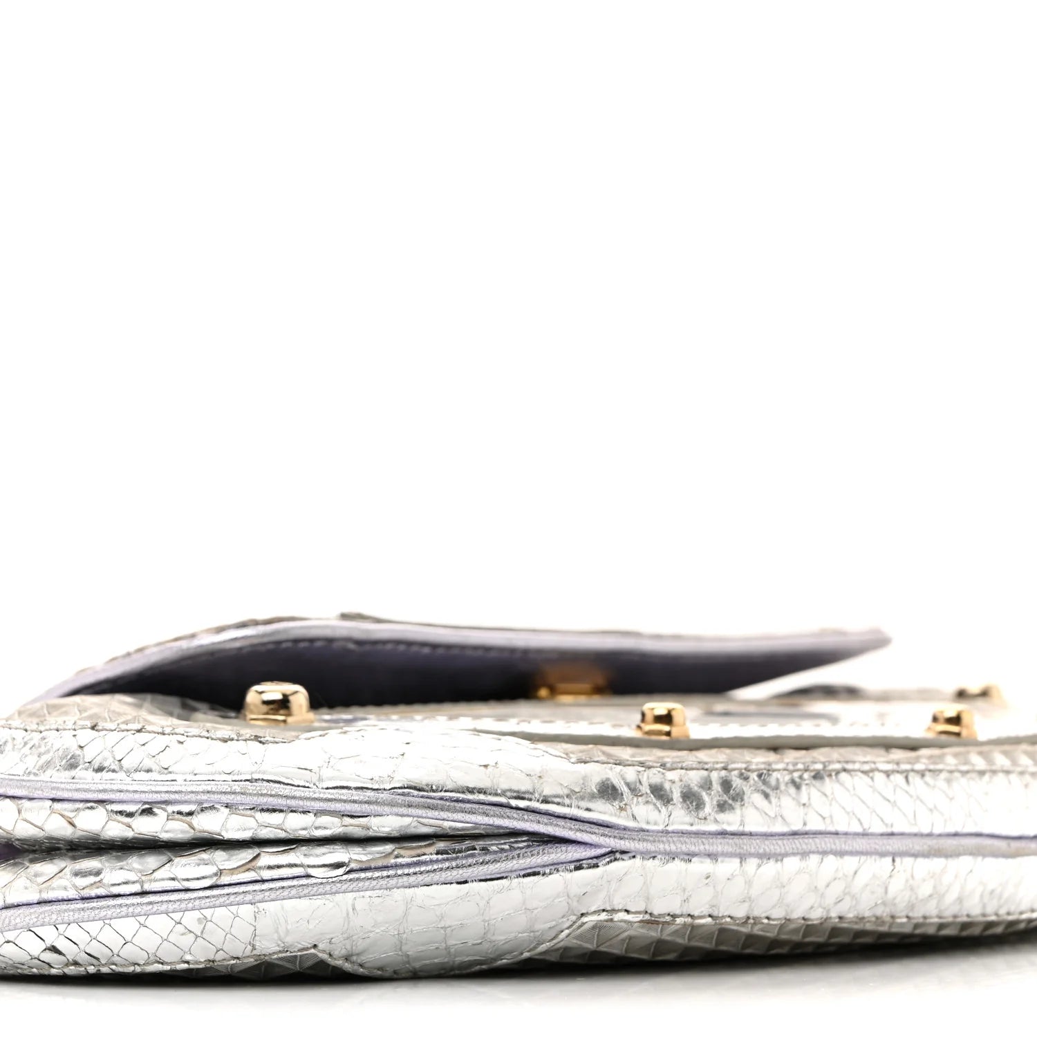 Snakeskin Nylon Vanity Mirror Clutch Transparent