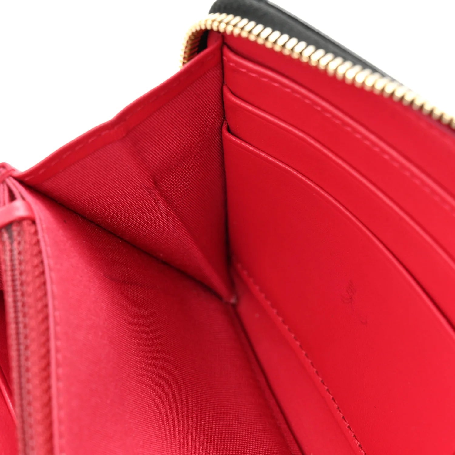 Shiny Aged Calfskin Quilted CC Wallet Black