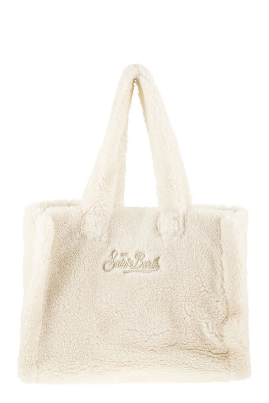 COLETTE TEDDY - SHERPA HANDBAG with LOGO