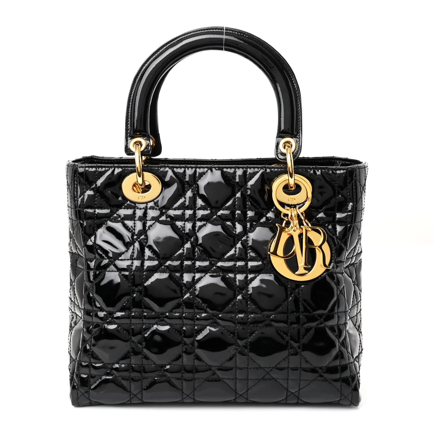 Patent Cannage Medium Lady Dior Black