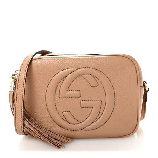 Pebbled Calfskin Small Soho Disco Bag Rose Beige