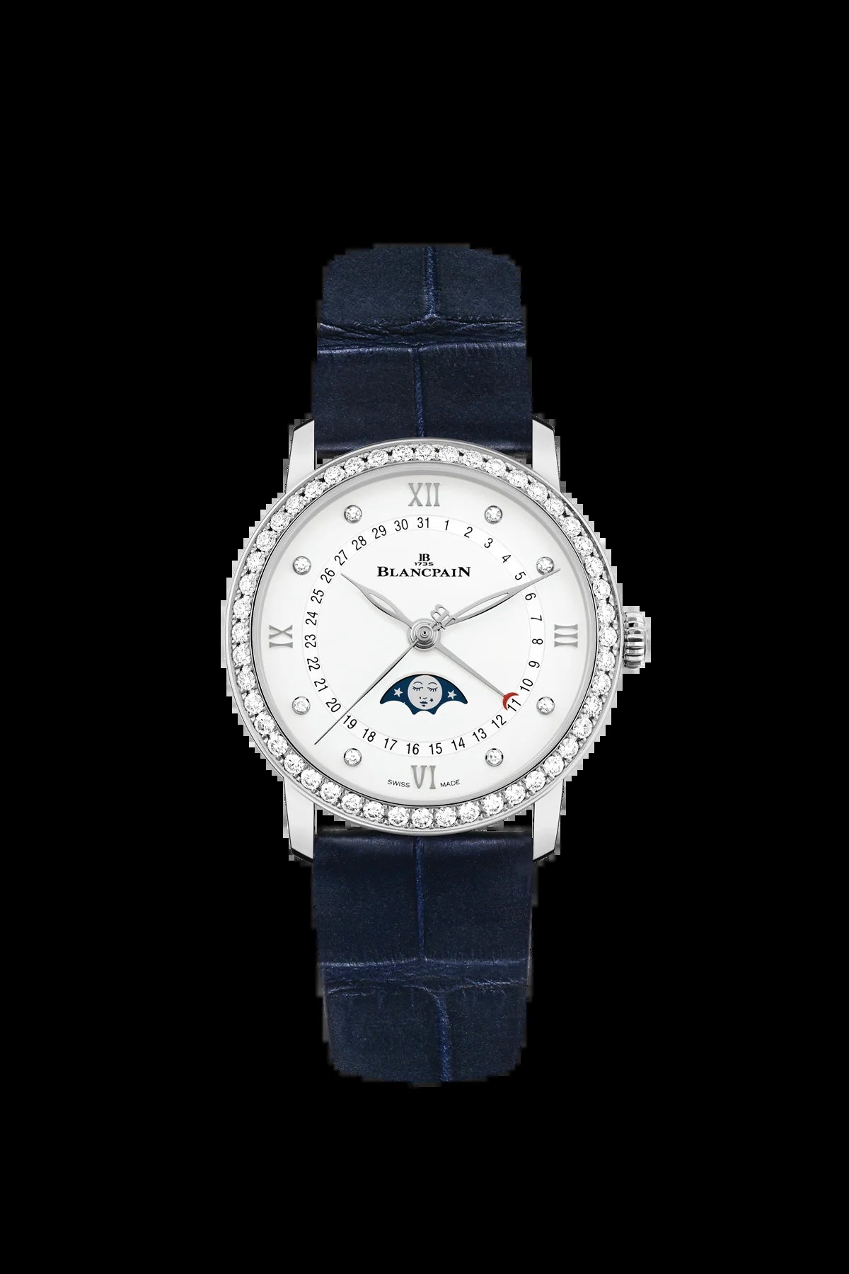 Unworn  Villeret Quantième Phases De Lune, Stainless Steel and Diamonds, 33.2Mm, Ref# 6126-4628-55B, Box and Papers