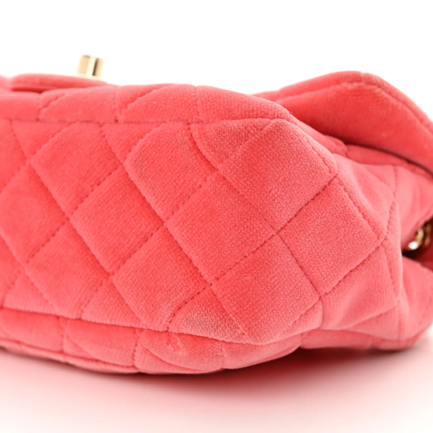 Velvet Quilted Mini Rectangular Pearl Crush Flap Coral