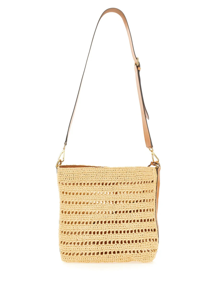 PERFORATED RAFFIA SHOULDER BAG