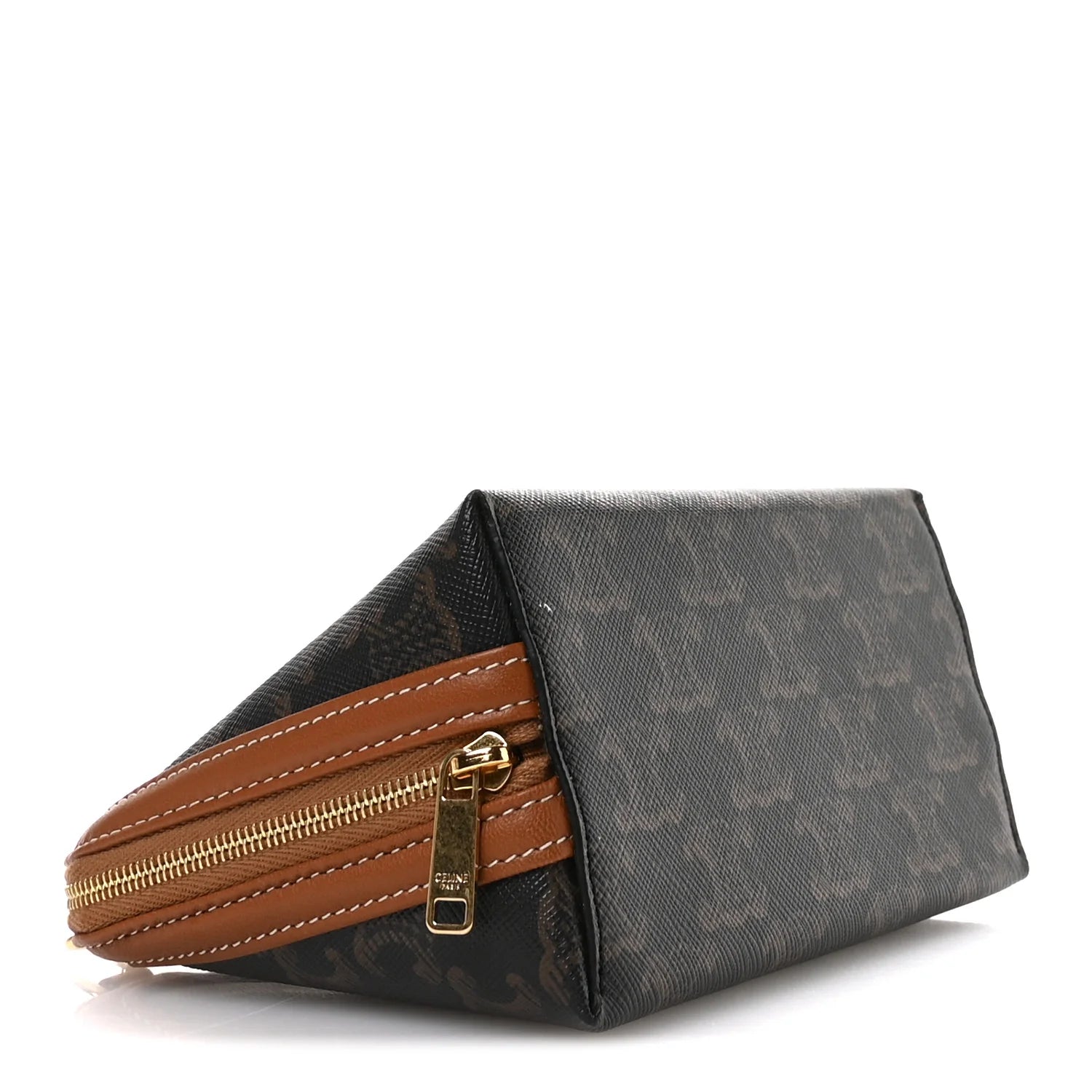 Triomphe Canvas Lambskin Clutch on Chain Tan