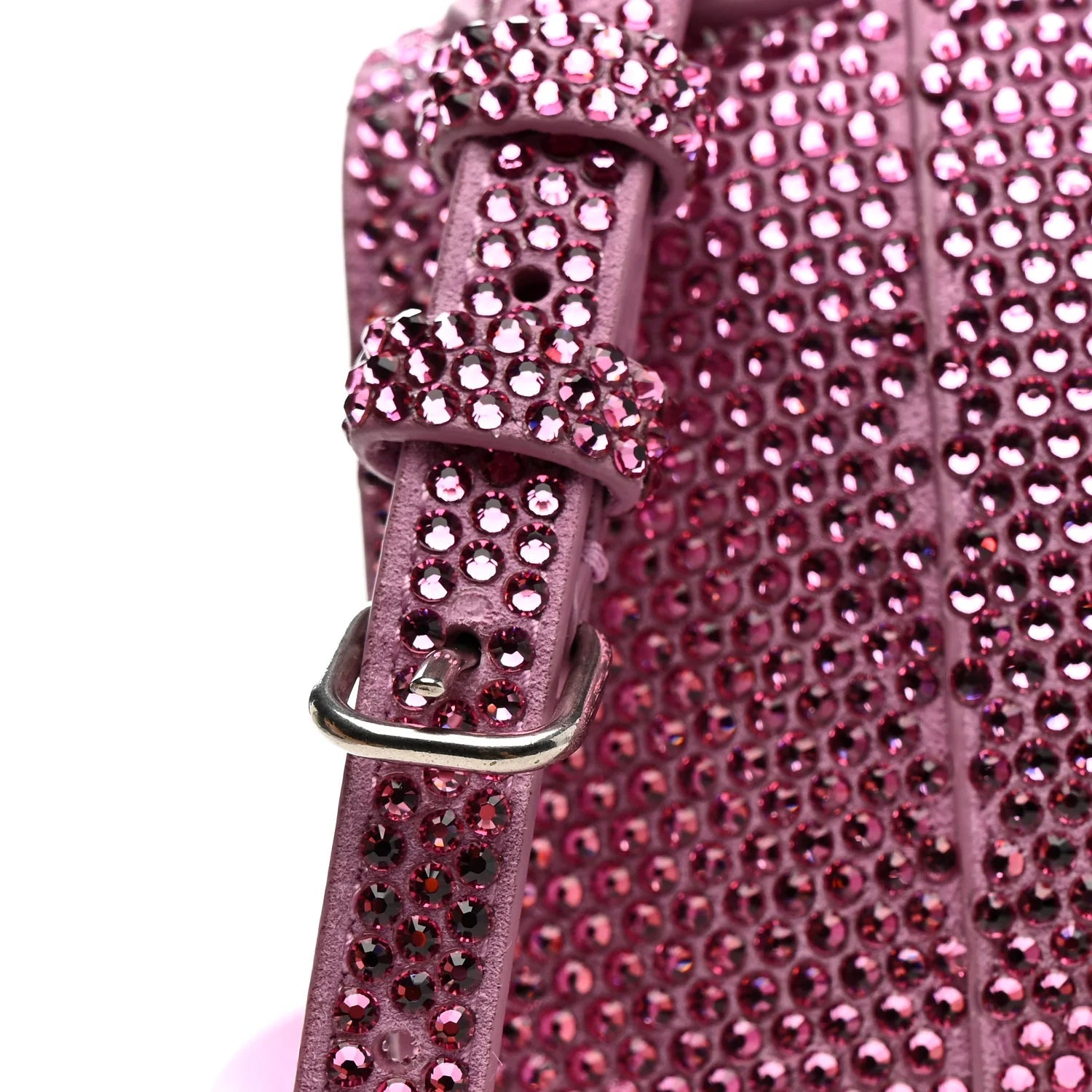 Strass Suede Hourglass Top Handle Bag XS Pink