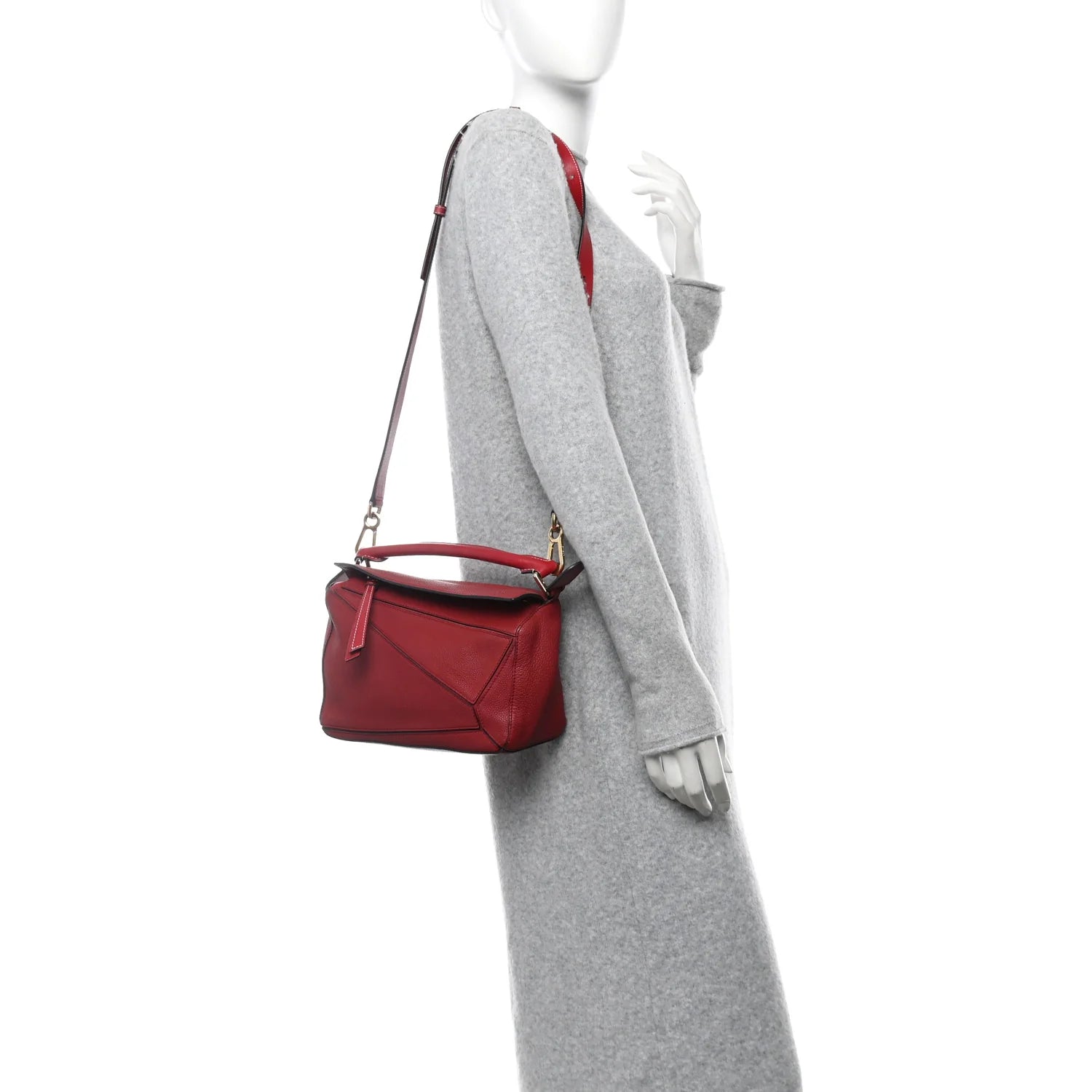 Grained Calfskin Small Puzzle Bag Rouge