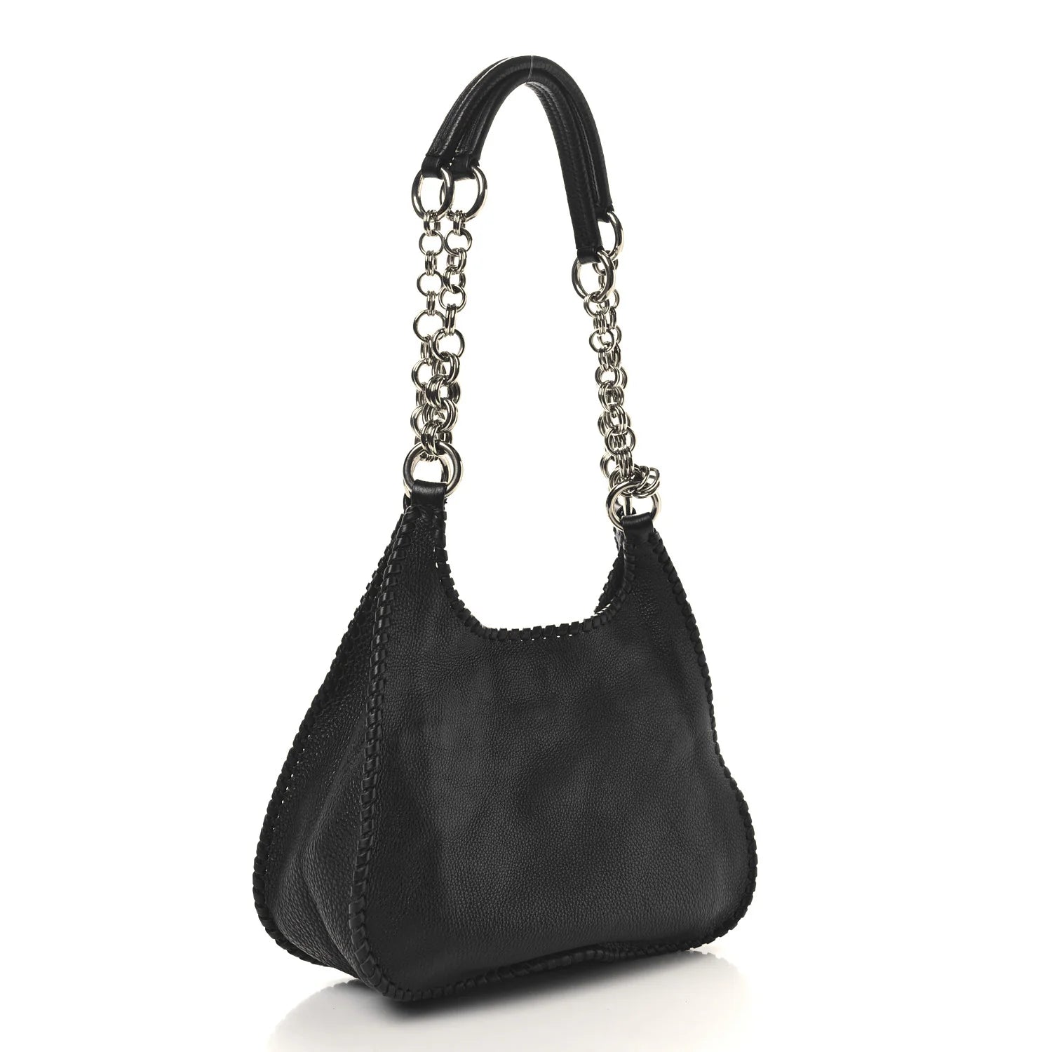 Vitello Daino Chain Braided Hobo Black