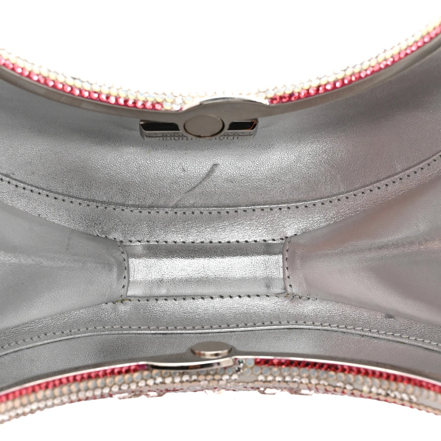 Crystal Lemon Crescent Minaudiere Clutch Clutch Silver Pink Multicolor