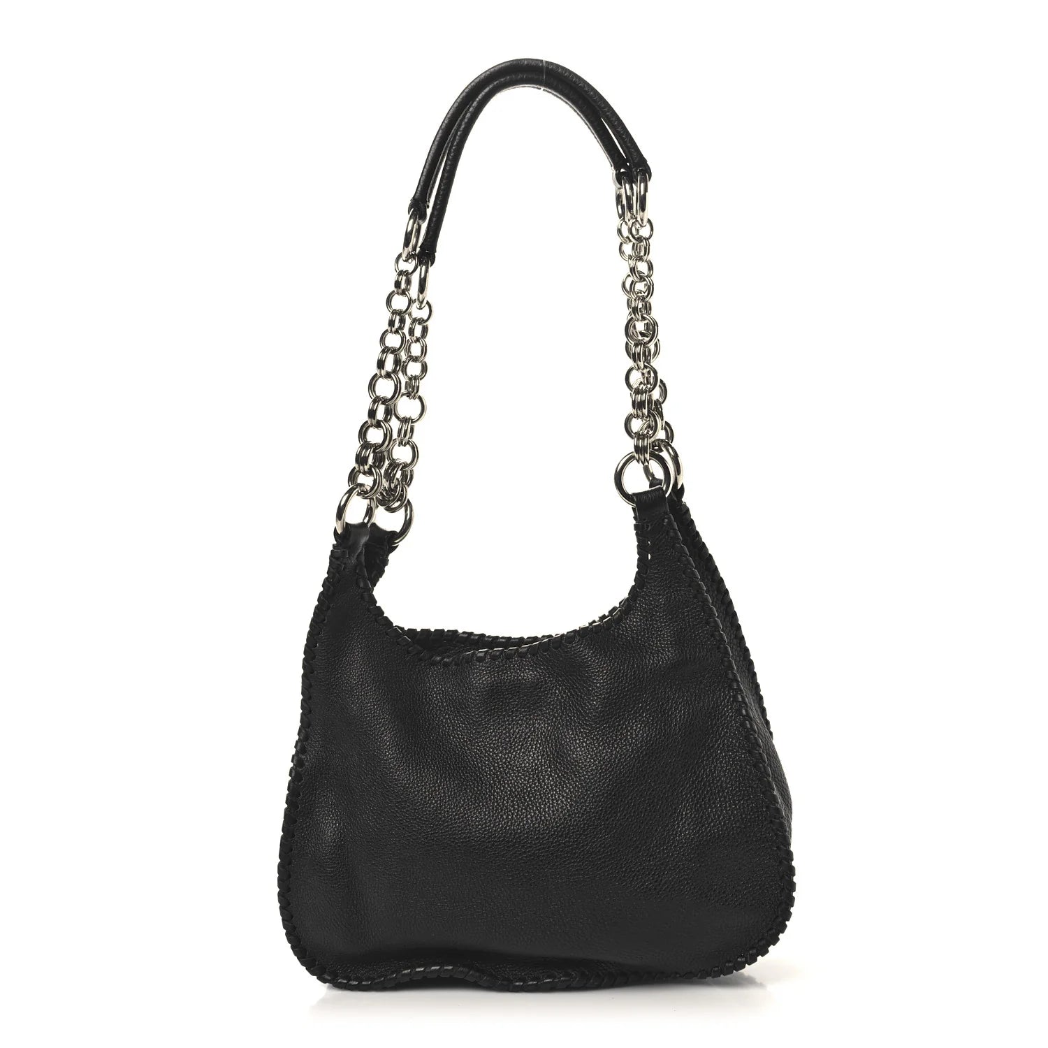Vitello Daino Chain Braided Hobo Black