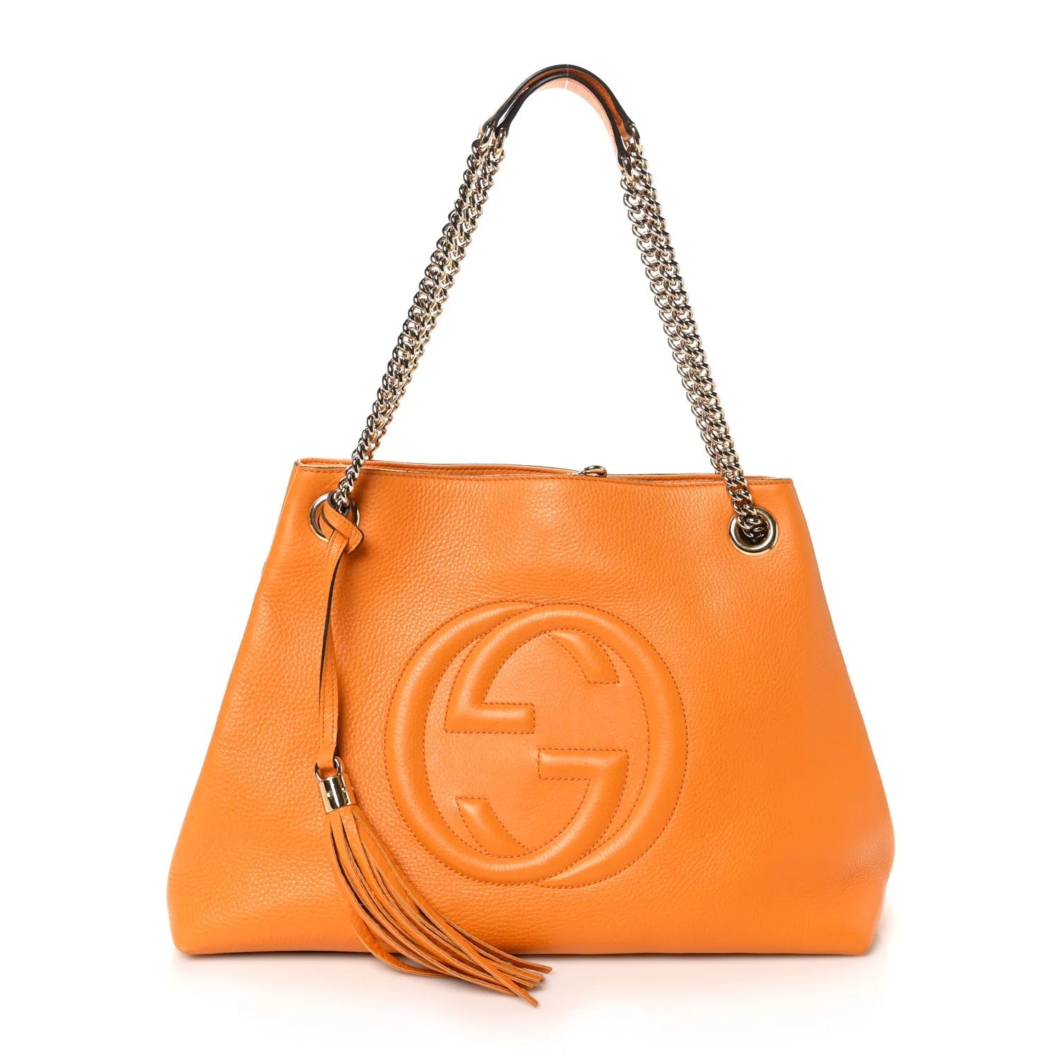 Pebbled Calfskin Medium Soho Chain Shoulder Bag Curcuma